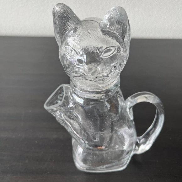 Vintage WMF Clear Pressed Glass Cat Shaped Pitcher Creamer - Picture 1 of 10